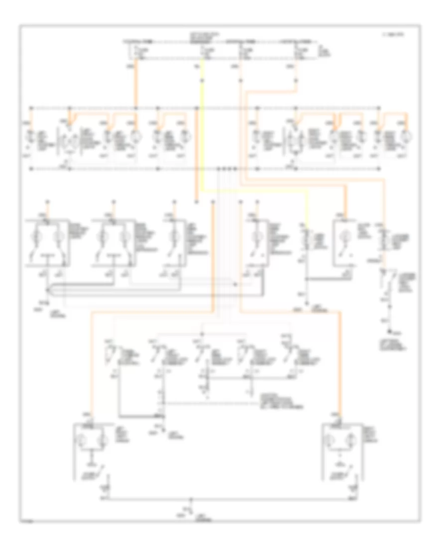 Courtesy Lamps Wiring Diagram, without Illuminated Entry for Oldsmobile Eighty-Eight Royale LS 1995