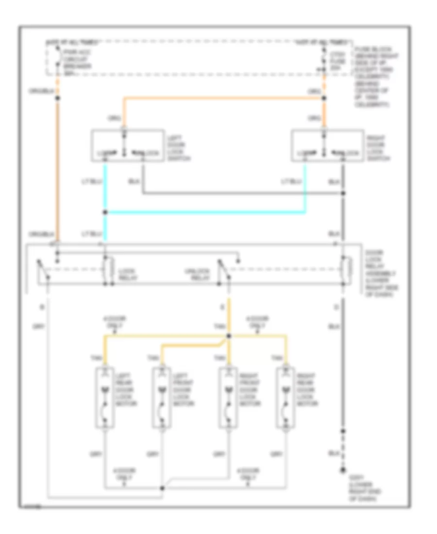 Power Door Locks Wiring Diagram for Oldsmobile Cutlass Ciera International 1990