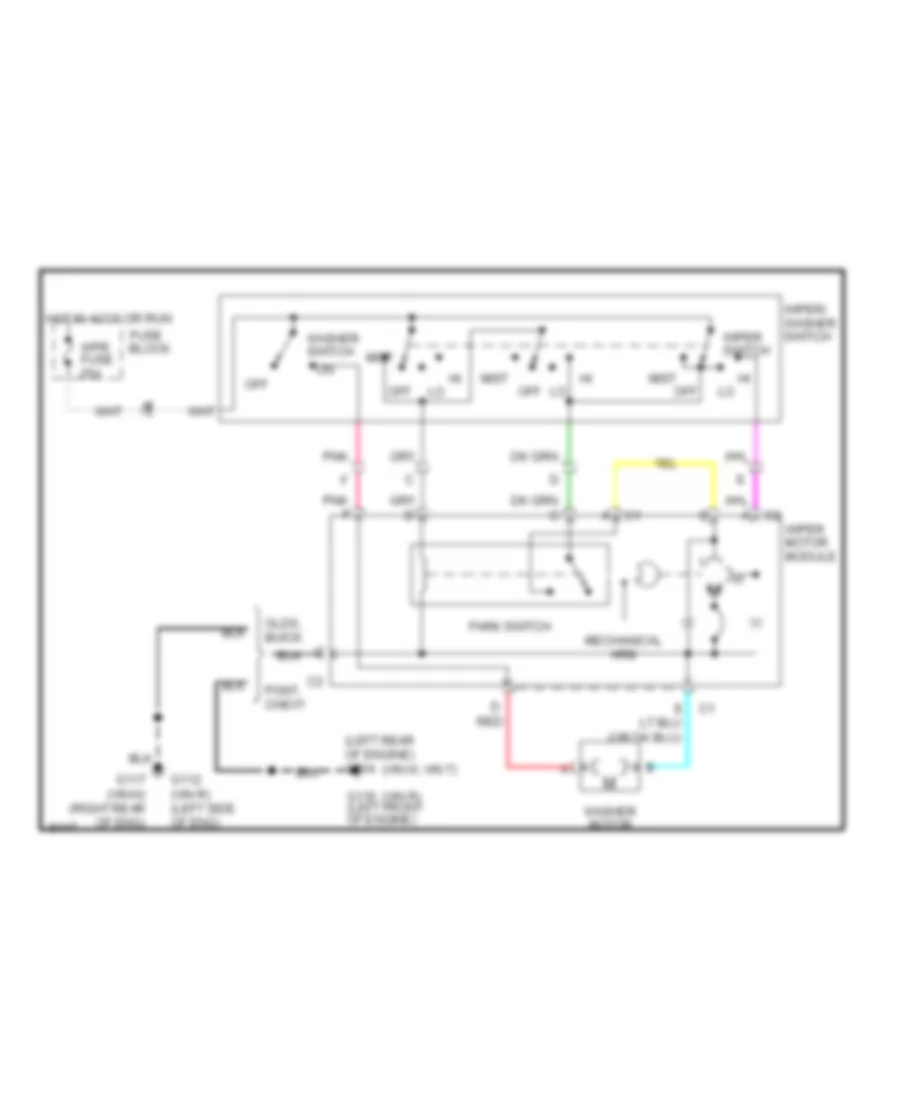 Электросхема стеклоочистителя, дворников и омывателя С 2 скоростями для Oldsmobile Cutlass Cruiser S 1990