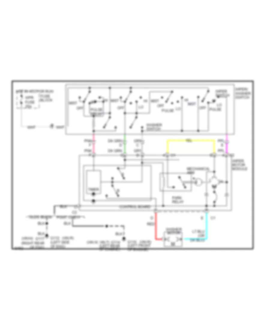 Электросхема стеклоочистителя, дворников и омывателя Интервала для Oldsmobile Cutlass Cruiser S 1990