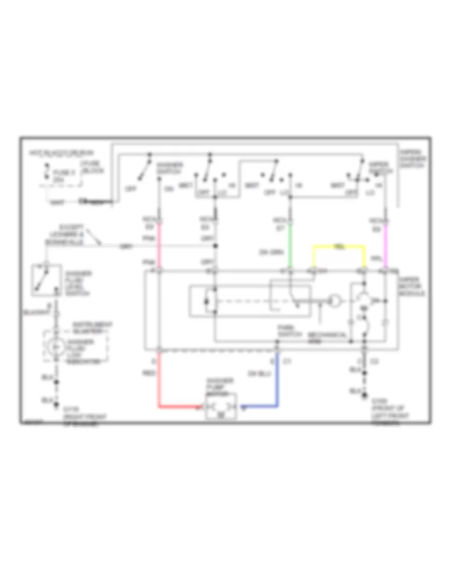 Электросхема стеклоочистителя, дворников и омывателя С 2 скоростями для Oldsmobile Eighty-Eight Royale 1990