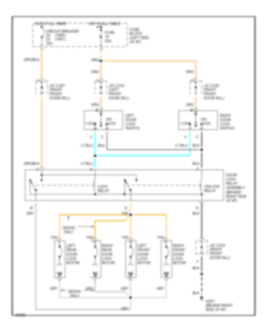 Power Door Lock Wiring Diagram, without Keyless Entry for Oldsmobile Eighty-Eight Royale Brougham 1990