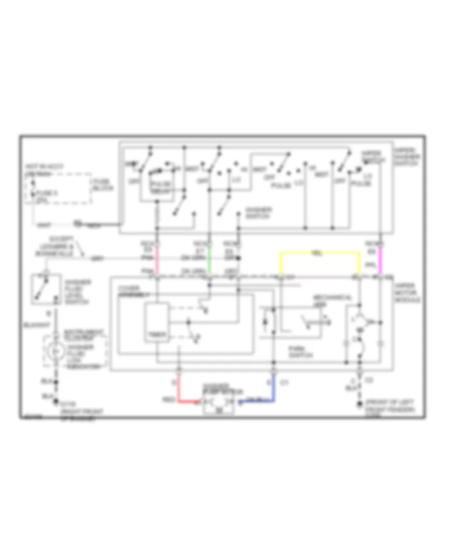 Электросхема стеклоочистителя, дворников и омывателя Интервала для Oldsmobile Eighty-Eight Royale Brougham 1990