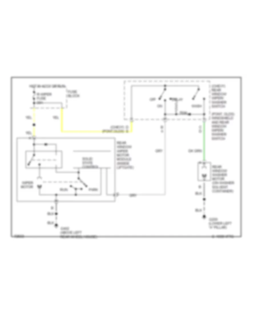 Электросхема заднего стеклоочистителя дворника и омывателя для Oldsmobile Silhouette 1996