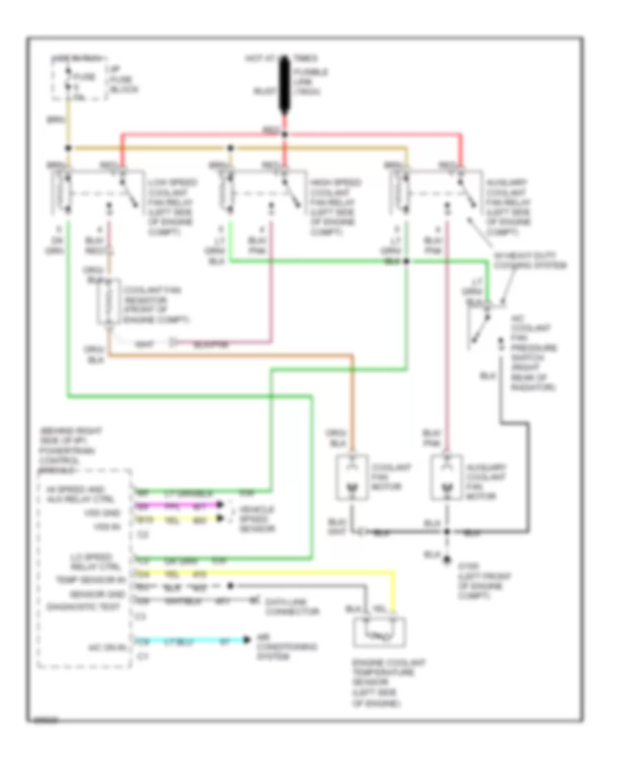 Cooling Fan Wiring Diagram for Oldsmobile Ninety-Eight Regency Brougham 1990