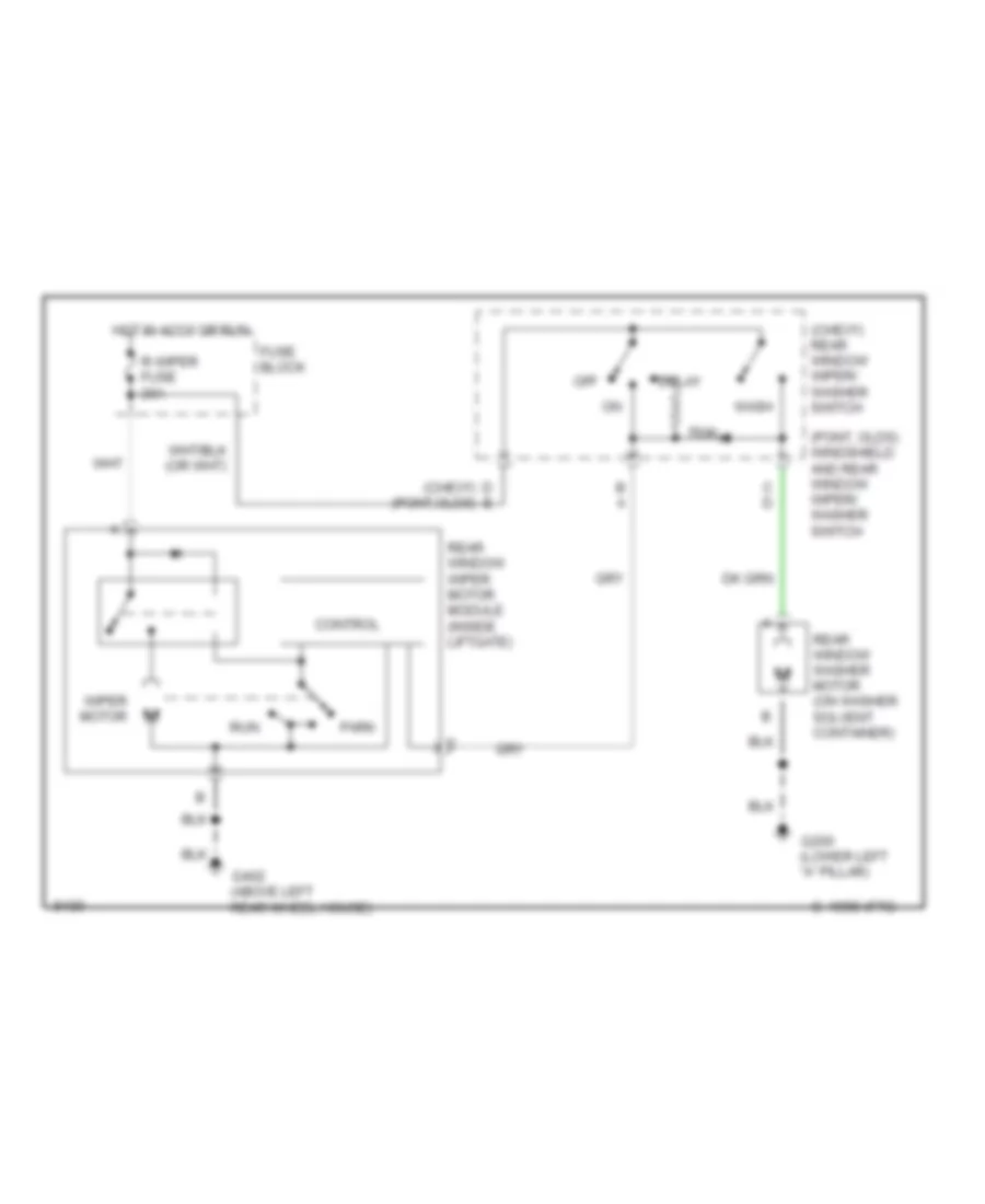 Электросхема заднего стеклоочистителя дворника и омывателя для Oldsmobile Silhouette 1990