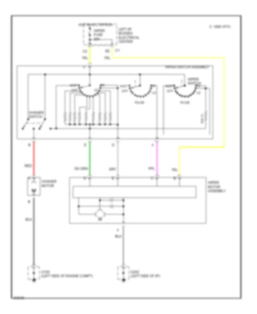 Электросхема стеклоочистителя, дворников и омывателя для Oldsmobile Cutlass 1997