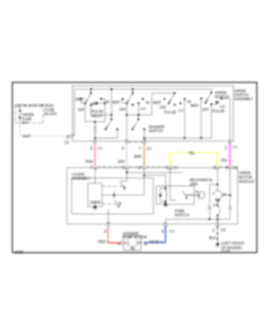 Электросхема стеклоочистителя, дворников и омывателя Интервала для Oldsmobile Cutlass Calais S 1991
