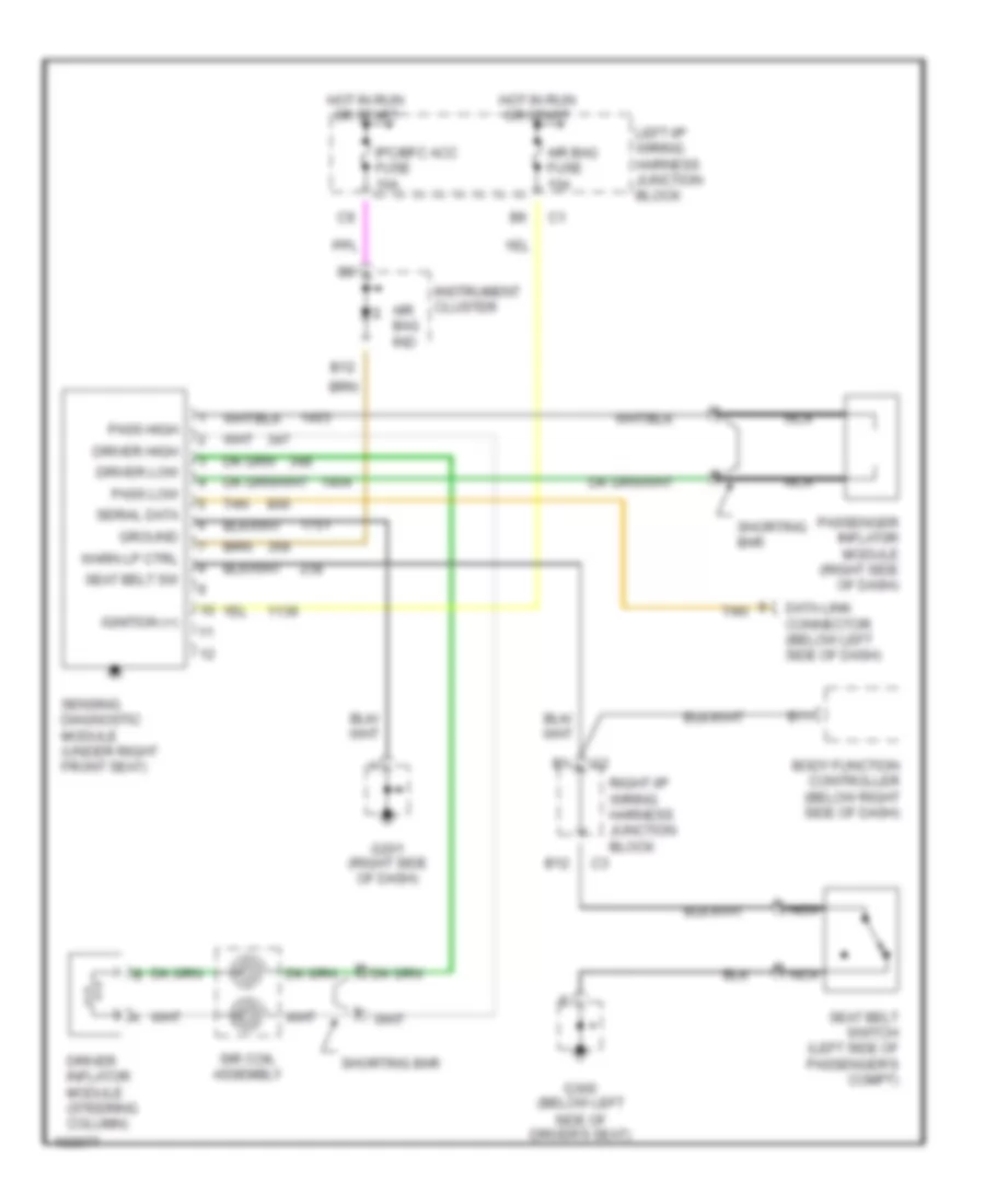 Supplemental Restraint Wiring Diagram for Oldsmobile Cutlass GL 1998