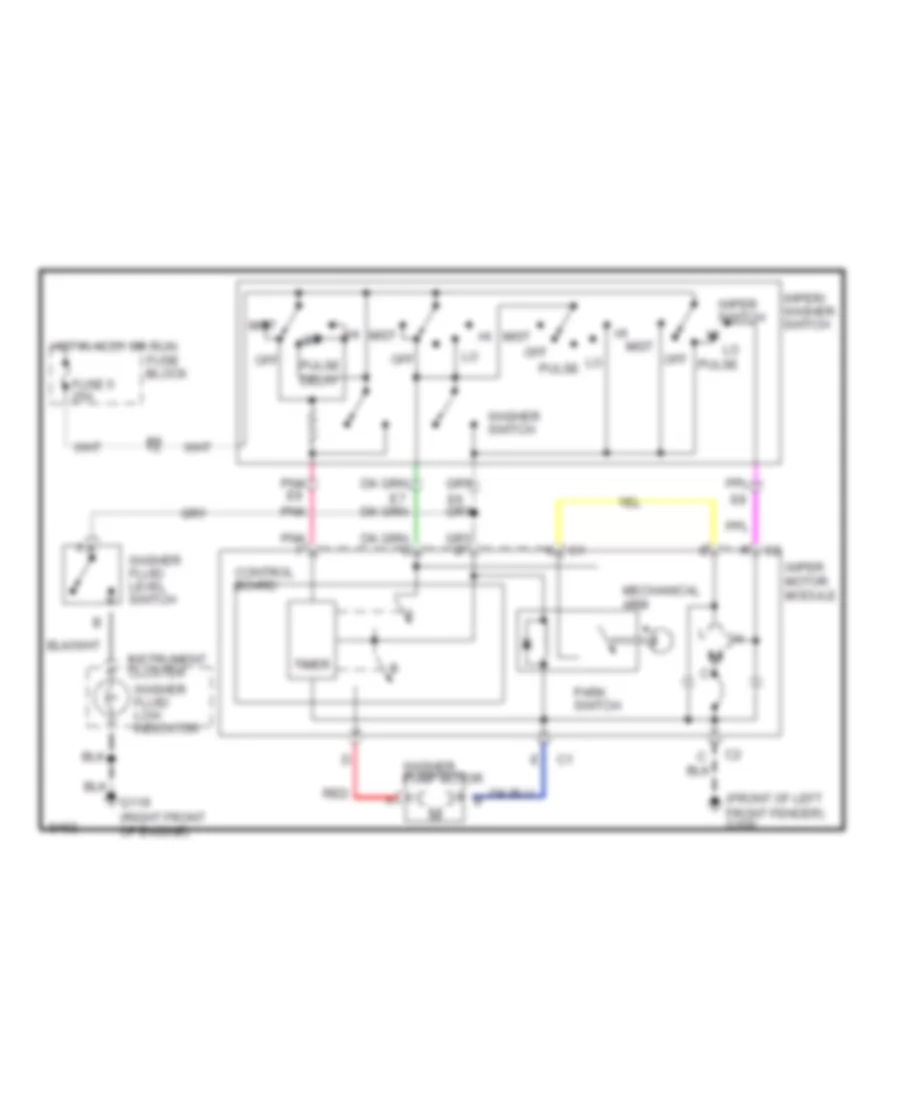 Электросхема стеклоочистителя, дворников и омывателя Интервала для Oldsmobile Eighty-Eight Royale 1991