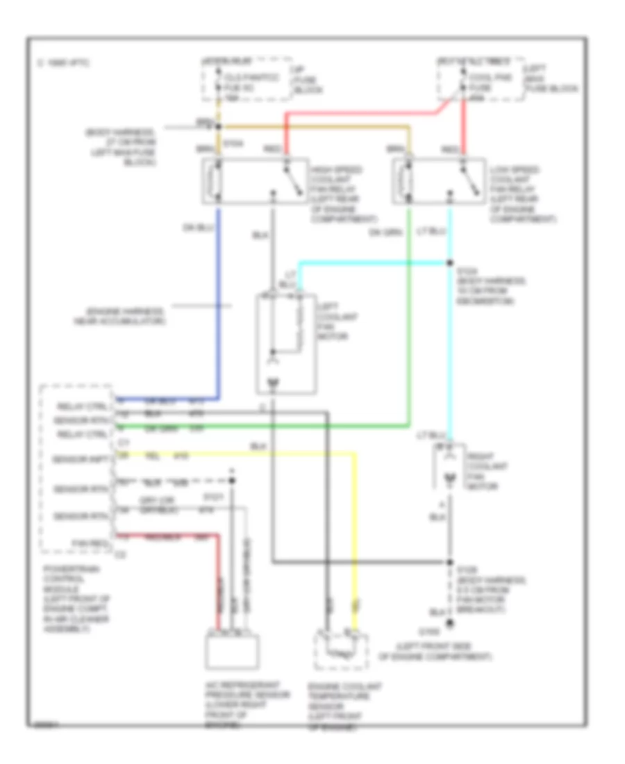Cooling Fan Wiring Diagram for Oldsmobile Eighty-Eight 1998