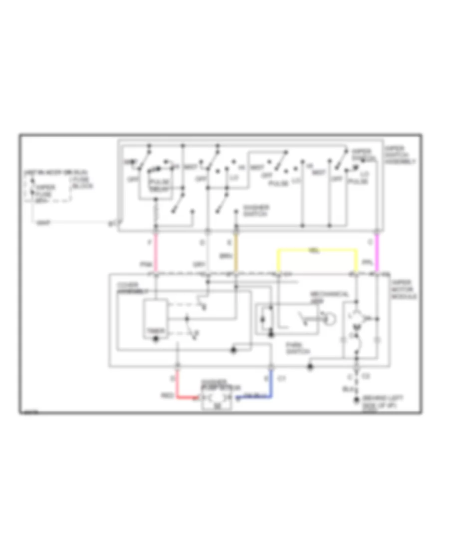 Электросхема стеклоочистителя, дворников и омывателя Интервала для Oldsmobile Achieva SL 1992