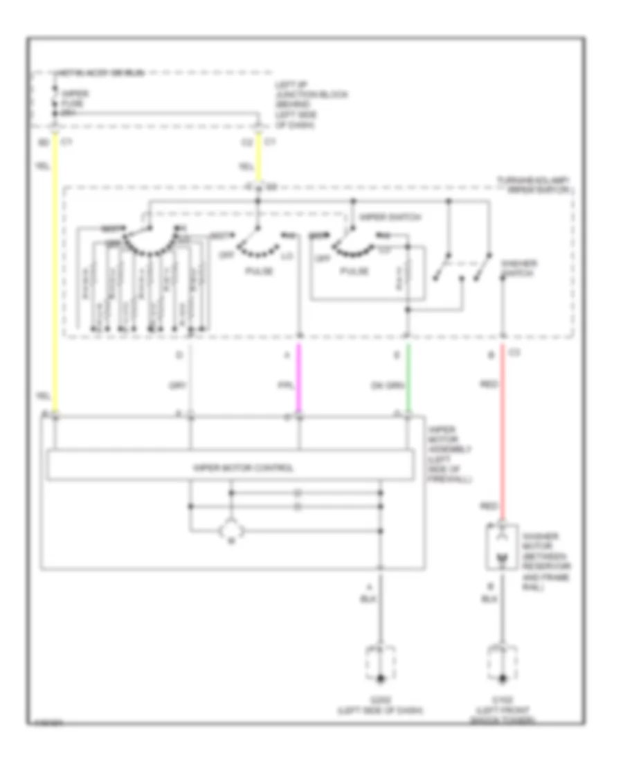 Электросхема стеклоочистителя, дворников и омывателя для Oldsmobile Alero GLS 1999