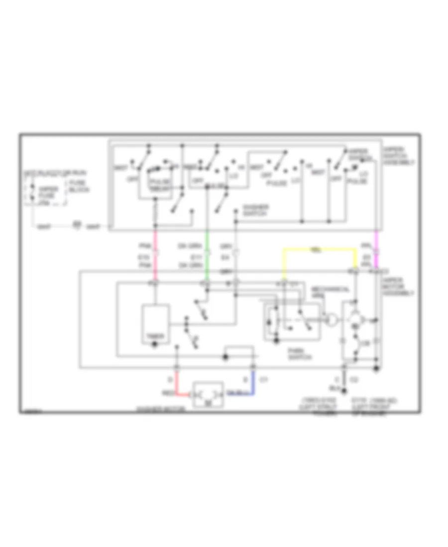 Электросхема стеклоочистителя, дворников и омывателя Интервала для Oldsmobile Cutlass Supreme International 1992