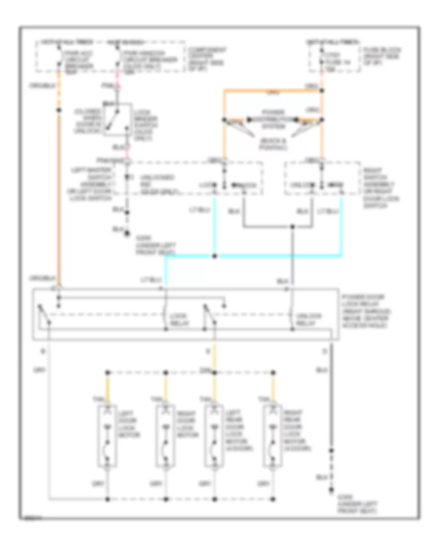 Door Lock Wiring Diagram, without Keyless Entry for Oldsmobile Cutlass Supreme S 1992