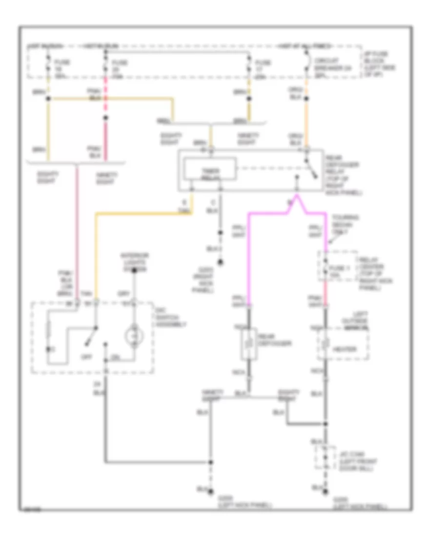 Rear Defogger  Heated Mirrors Wiring Diagram for Oldsmobile Ninety Eight Regency Elite 1992