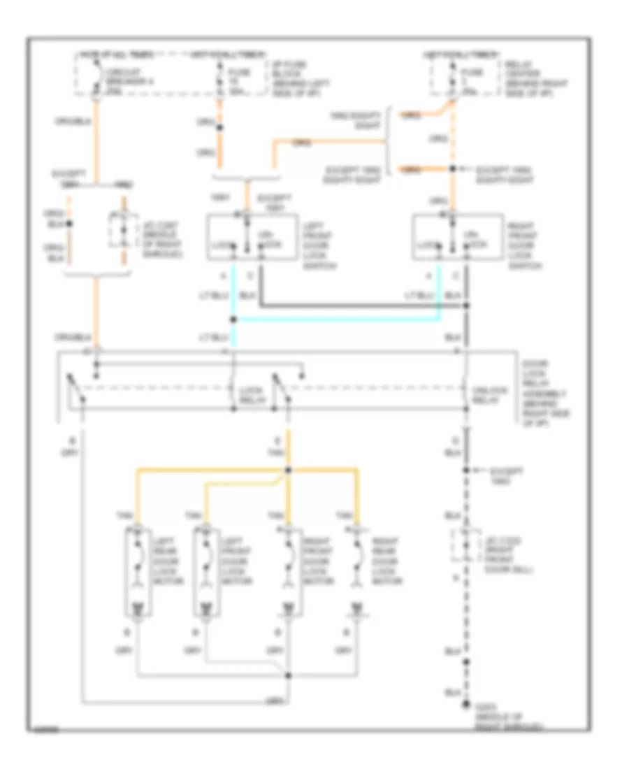 Power Door Lock Wiring Diagram without Keyless Entry for Oldsmobile Ninety Eight Regency Elite 1992