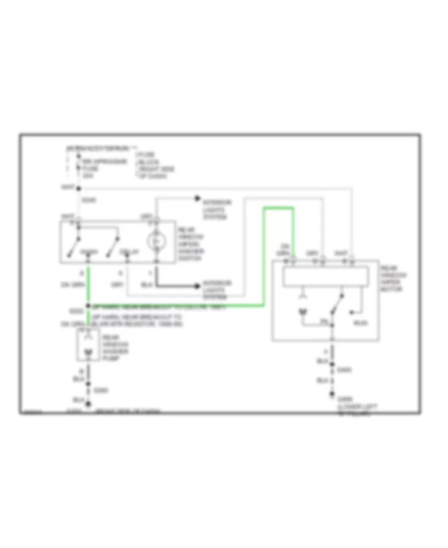 Электросхема заднего стеклоочистителя дворника и омывателя для Oldsmobile Silhouette Premiere Edition 1999