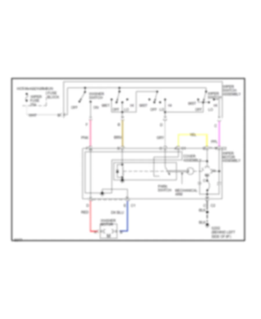 Электросхема стеклоочистителя, дворников и омывателя С 2 скоростями для Oldsmobile Achieva SL 1993