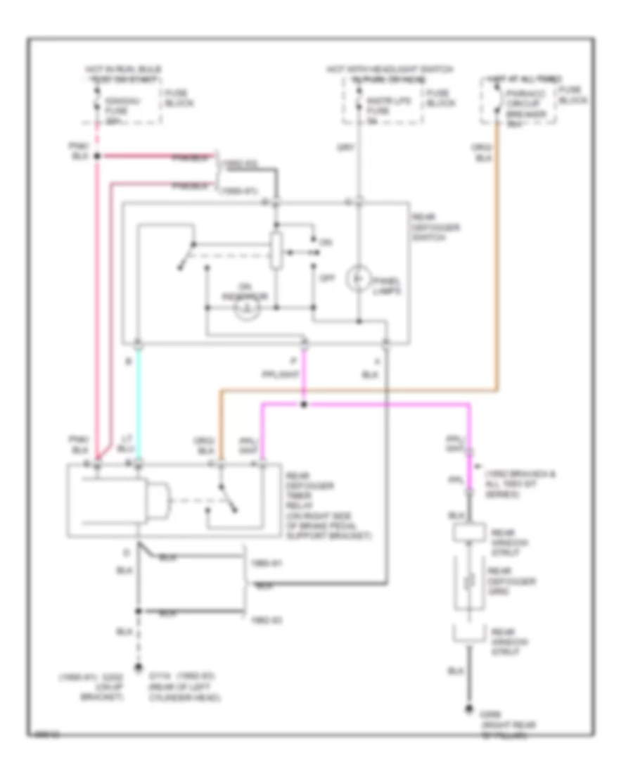 Defogger Wiring Diagram for Oldsmobile Bravada 1993