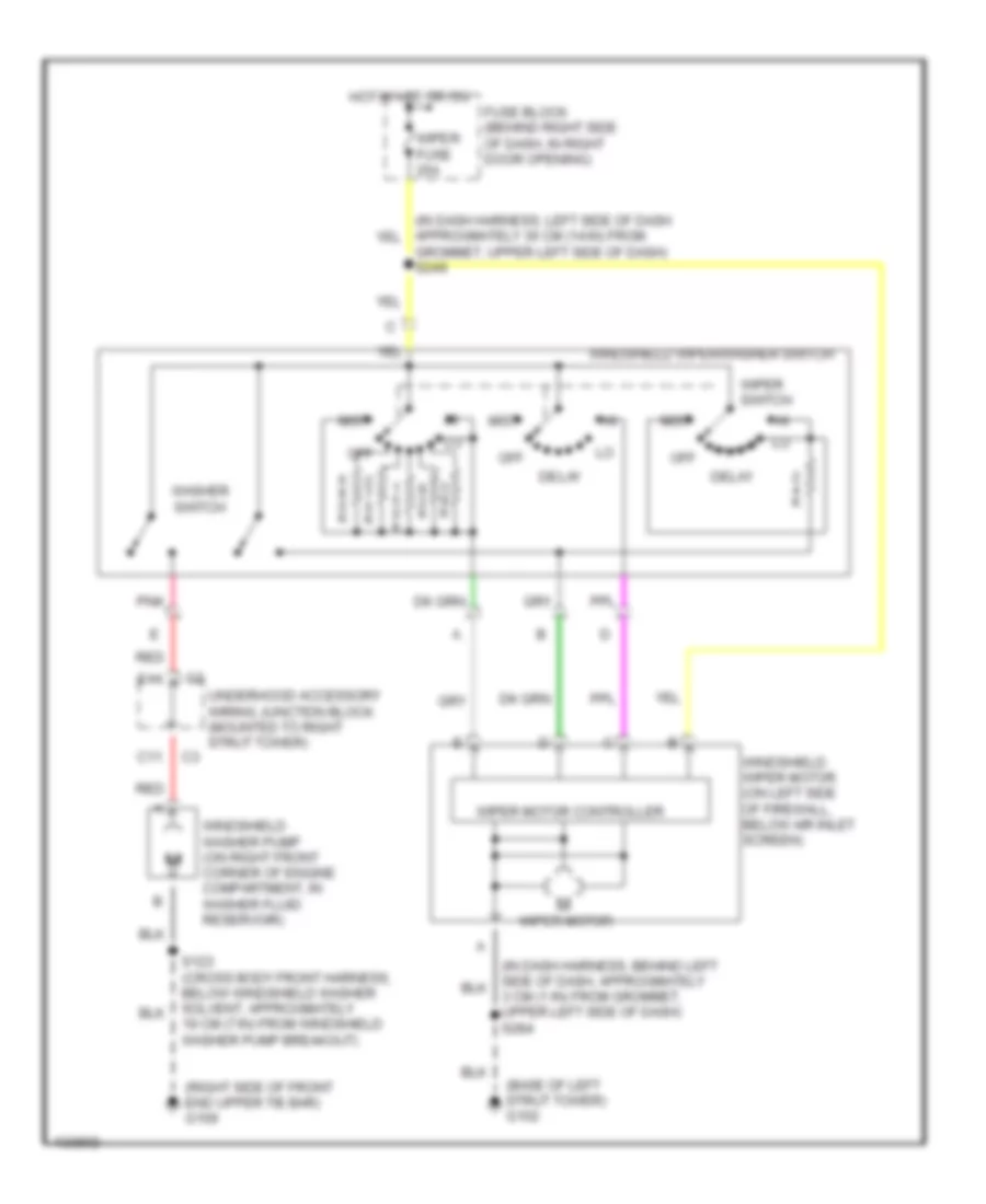 Электросхема стеклоочистителя, дворников и омывателя для Oldsmobile Intrigue GLS 2000