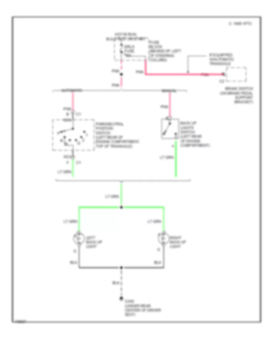 Back up Lamps Wiring Diagram for Oldsmobile Achieva SL 1994