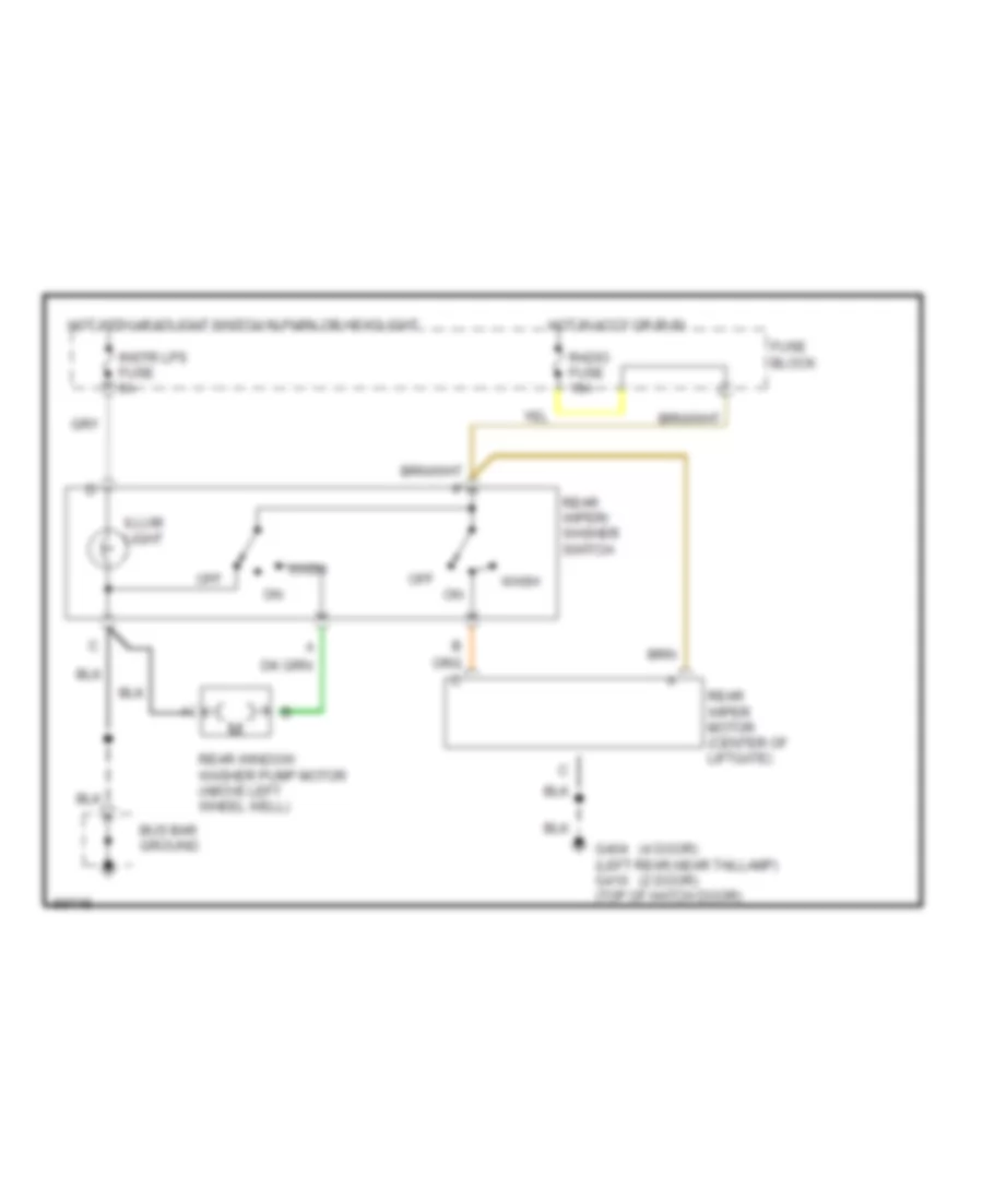 Электросхема заднего стеклоочистителя дворника и омывателя для Oldsmobile Bravada 1994