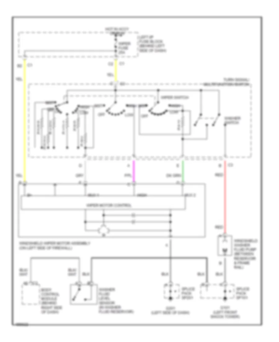 Электросхема стеклоочистителя, дворников и омывателя для Oldsmobile Alero GX 2002