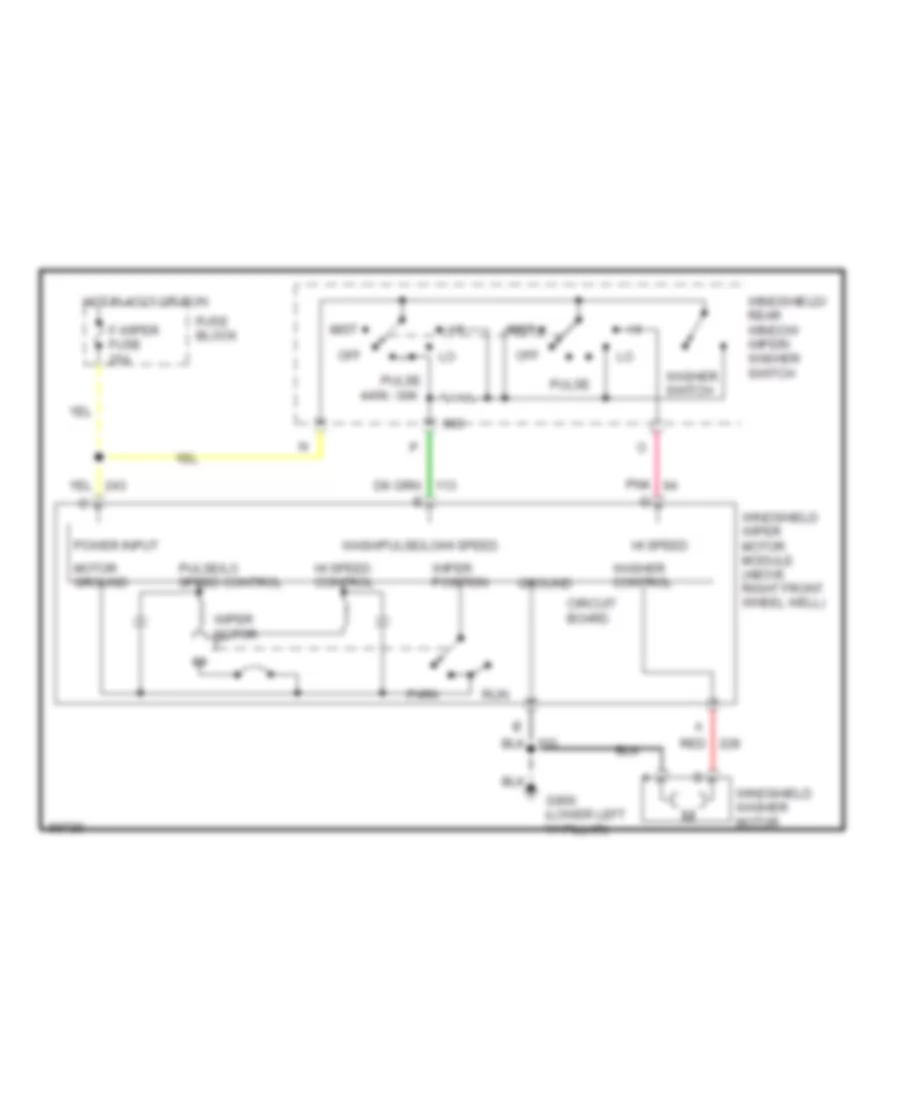 Электросхема передних стеклоочистителей дворников и омывателя лобового стекла для Oldsmobile Silhouette 1994