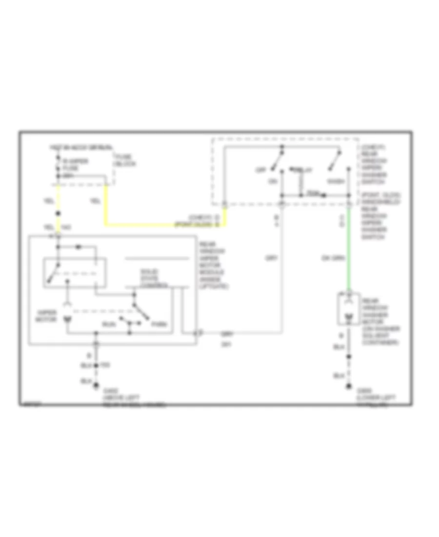 Электросхема заднего стеклоочистителя дворника и омывателя для Oldsmobile Silhouette 1994