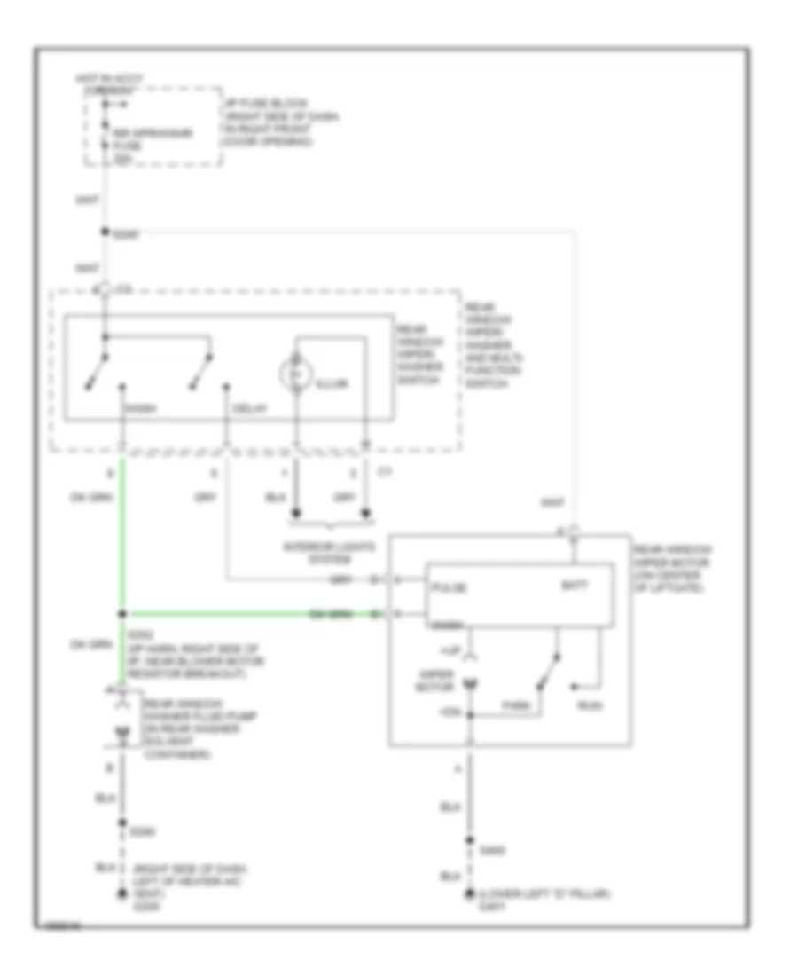 Электросхема заднего стеклоочистителя дворника и омывателя для Oldsmobile Silhouette GLS 2002