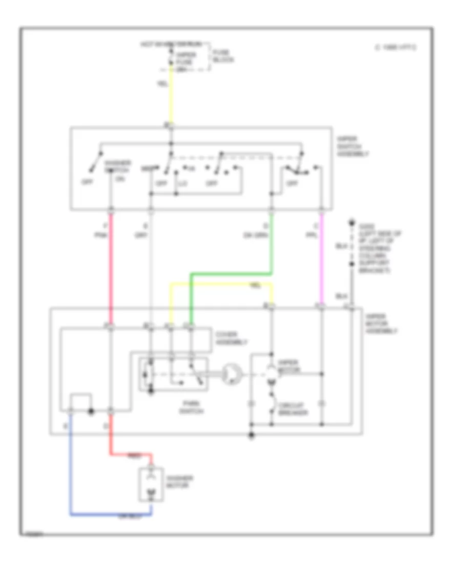 2 Speed Wiper Washer Wiring Diagram for Oldsmobile Achieva S 1995