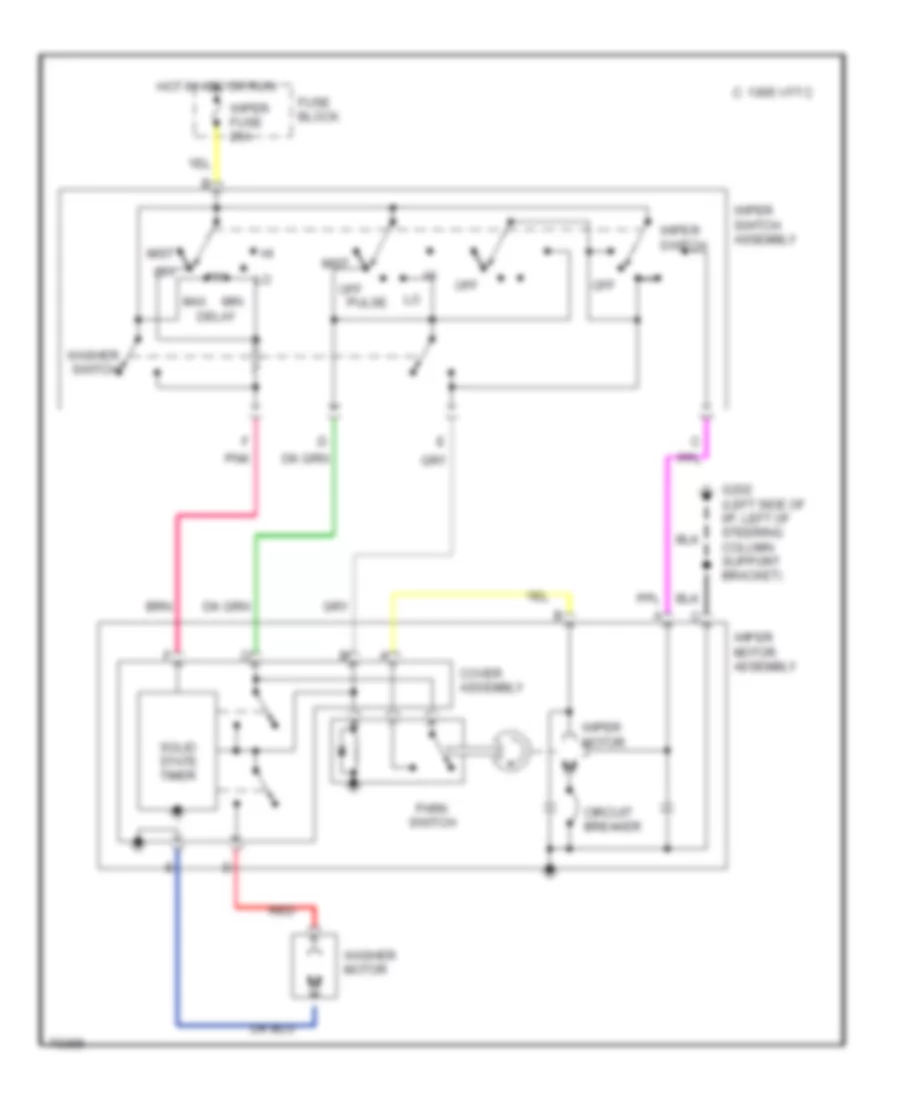 Электросхема стеклоочистителя, дворников и омывателя Интервала для Oldsmobile Achieva SC 1995