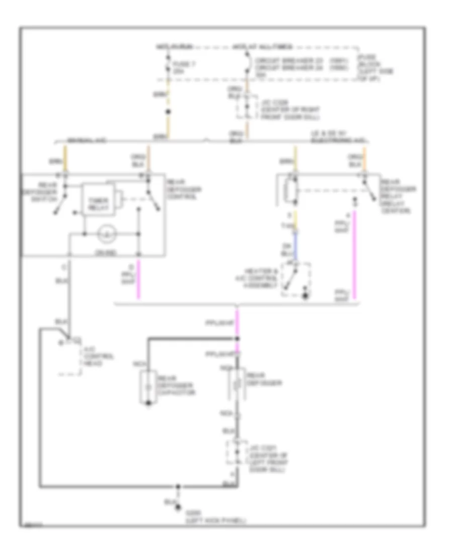 Defogger Wiring Diagram, C60 & C68 withLE & SE MODELS для Pontiac Bonneville SSE 1990