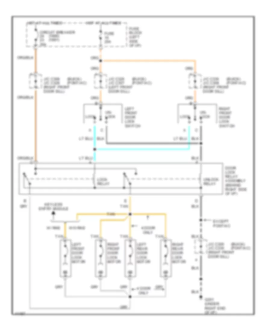 Электросхема центрального замка для Pontiac Bonneville SSE 1990