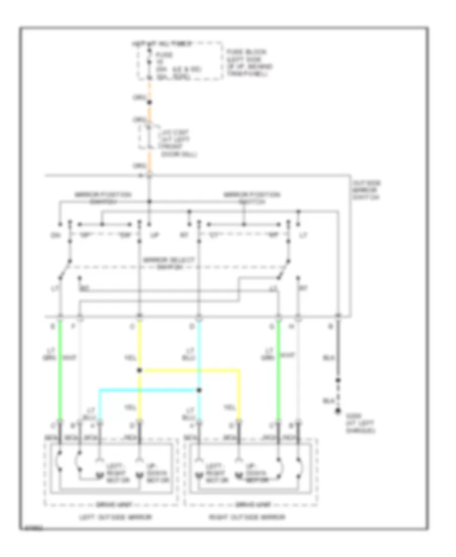 Электросхема привода зеркал для Pontiac Bonneville SSE 1990