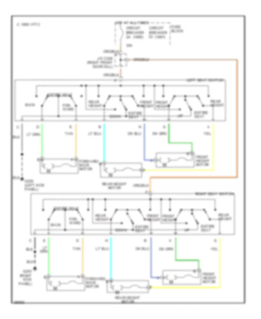 Электросхема привода сидений с 6 путями для Pontiac Bonneville SSE 1990
