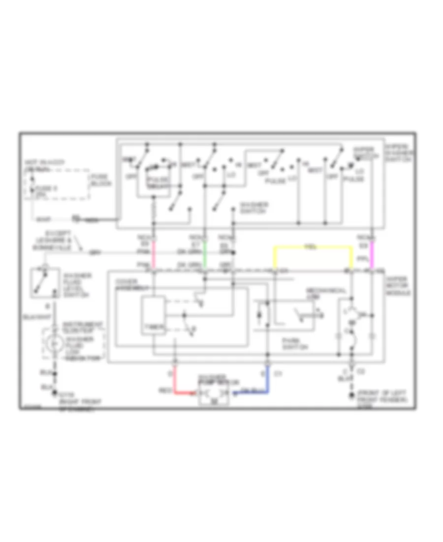 Электросхема стеклоочистителя, дворников и омывателя Интервала для Pontiac Bonneville SSE 1990