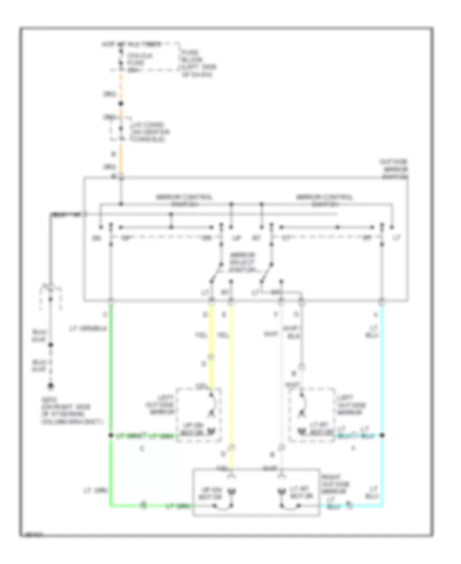 Электросхема привода зеркал для Pontiac Grand Am LE 1990