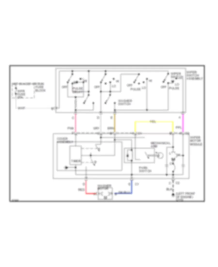 Электросхема стеклоочистителя, дворников и омывателя Интервала для Pontiac Grand Am LE 1990