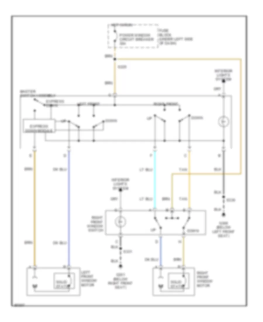 Электросхема стеклоподъемников, 2 двери для Pontiac Grand Am SE 1997