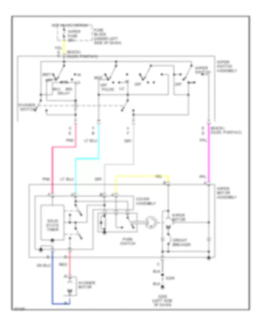 Электросхема стеклоочистителя, дворников и омывателя Интервала для Pontiac Grand Am SE 1997