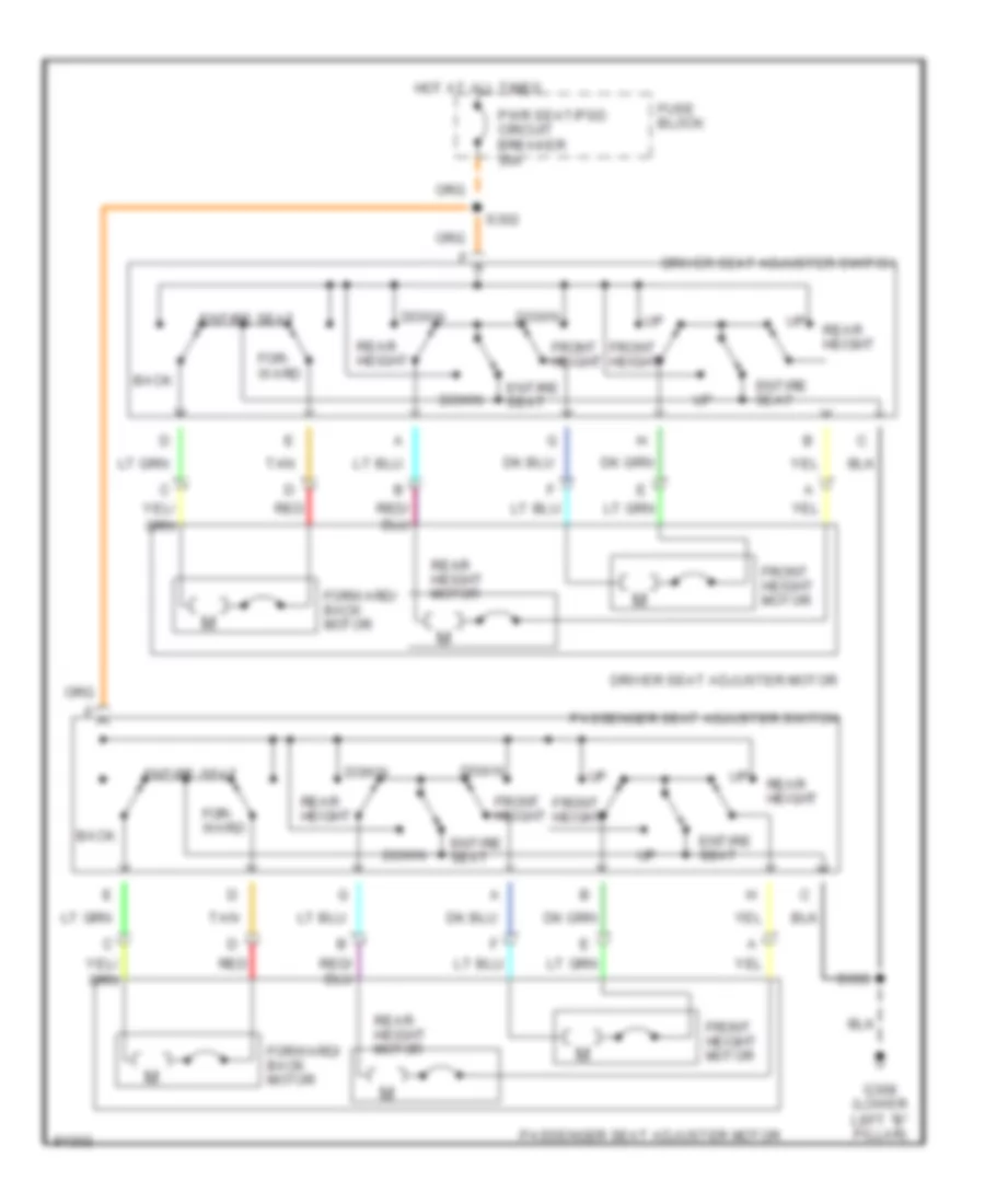 Электросхема привода сидений для Pontiac Trans Sport Montana 1997
