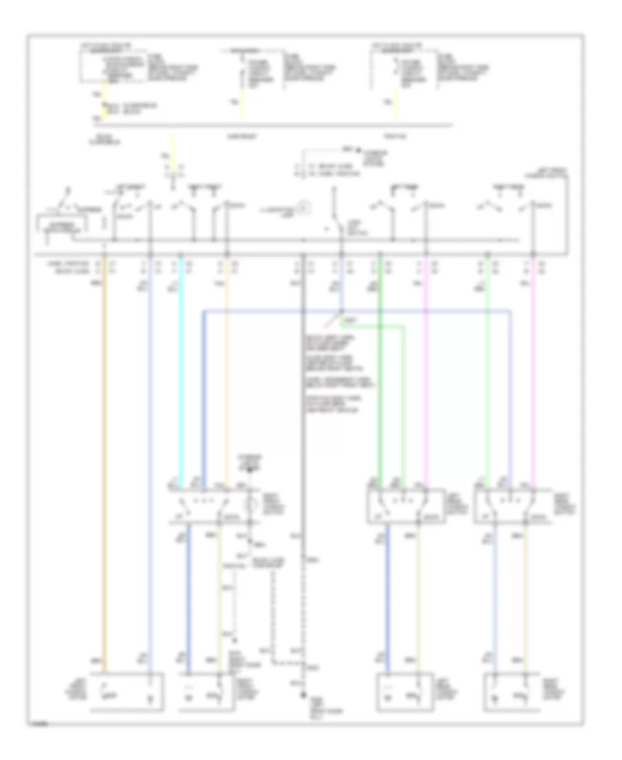 Электросхема стеклоподъемников, 4 двери для Pontiac Grand Prix GT 1998