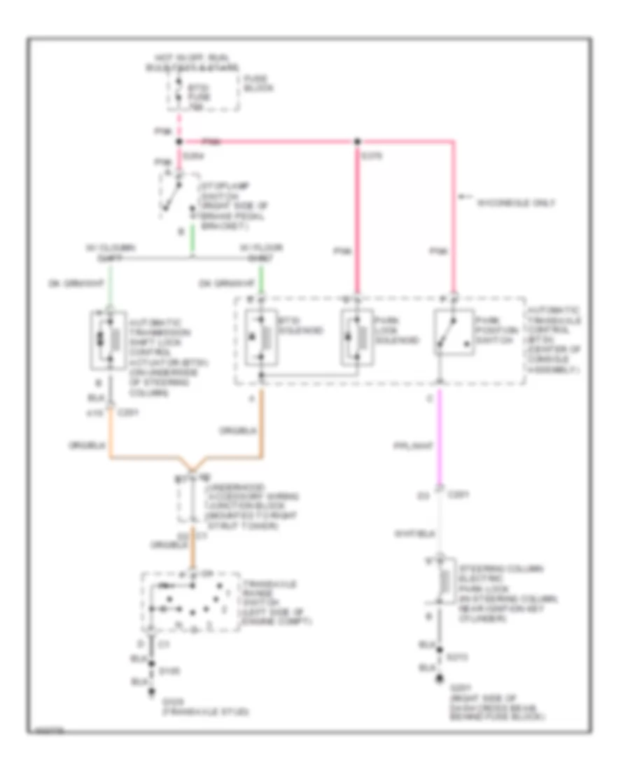 Электросхема блокировки селектора для Pontiac Grand Prix GT 1998