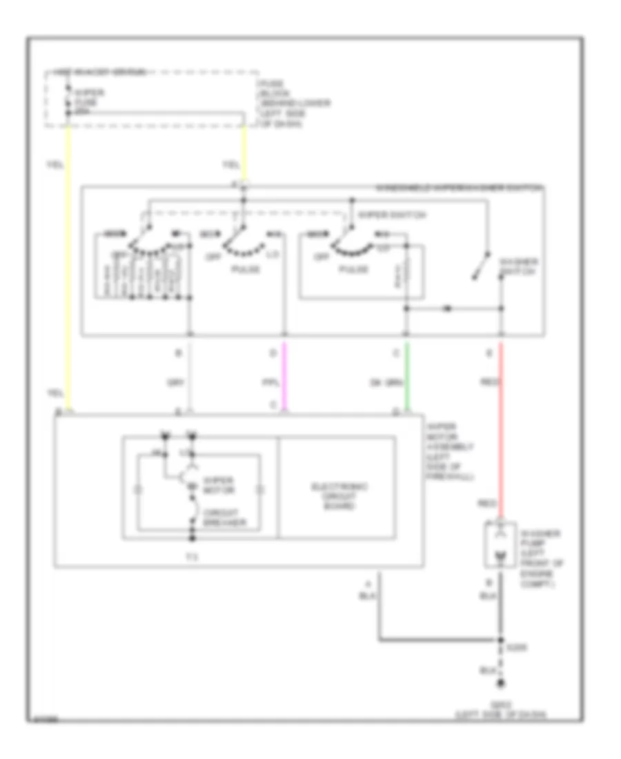 Электросхема стеклоочистителя, дворников и омывателя, Переменная Импульсная Задержка для Pontiac Sunfire SE 1998