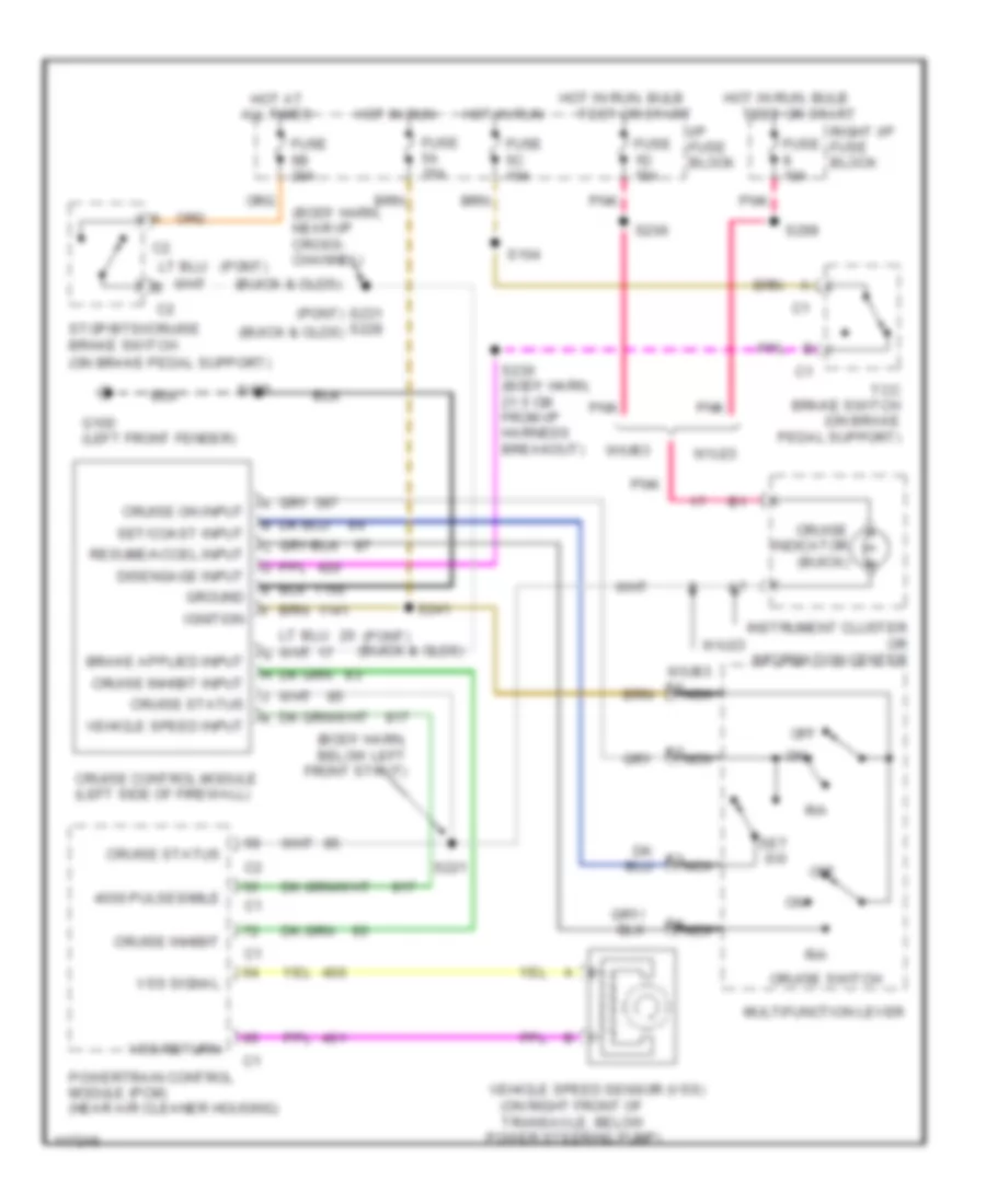 Электросхема системы круизконтроля для Pontiac Bonneville SLE 1999