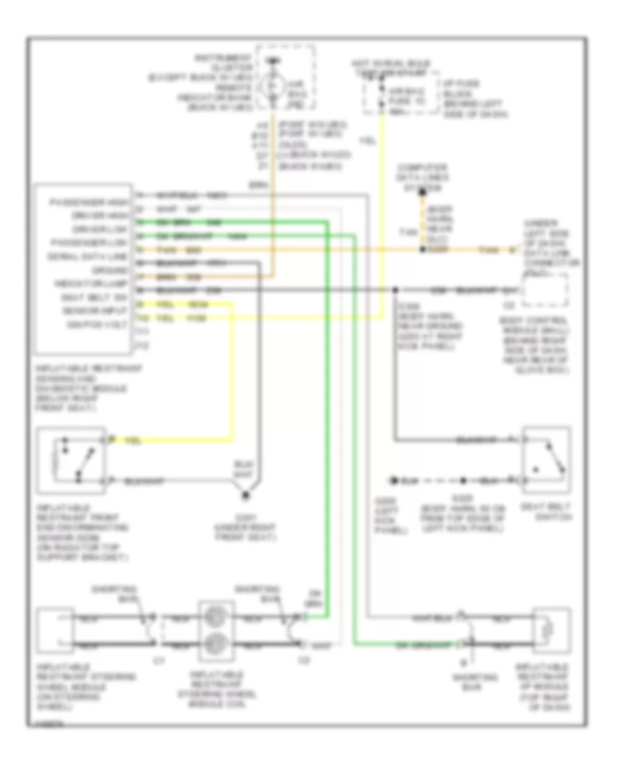 Электросхема подушек безопасности SRS AirBag для Pontiac Bonneville SLE 1999