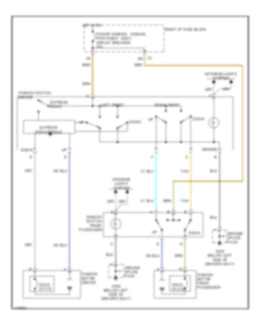 Электросхема стеклоподъемников, 2 двери для Pontiac Grand Am SE 1999