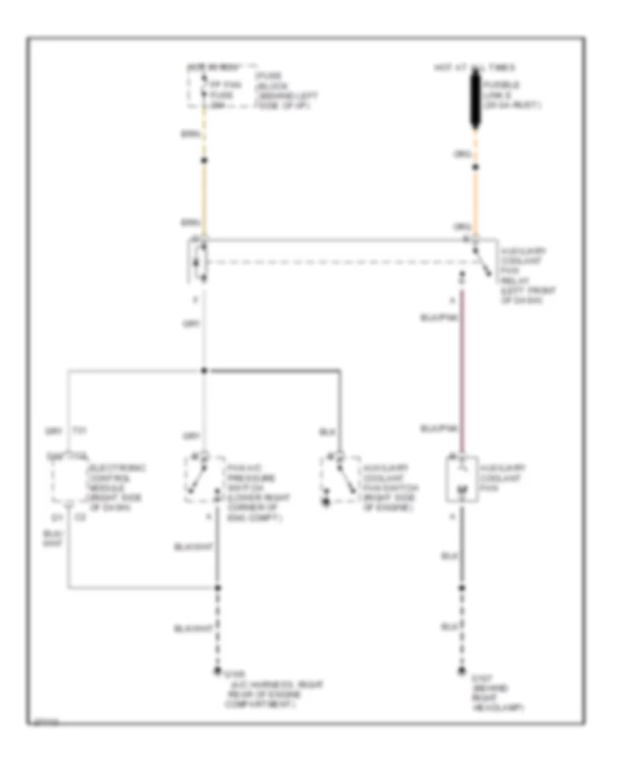 5.0L (VIN F), Auxiliary Cooling Fan Wiring Diagram for Pontiac Firebird 1990